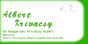 albert krivacsy business card